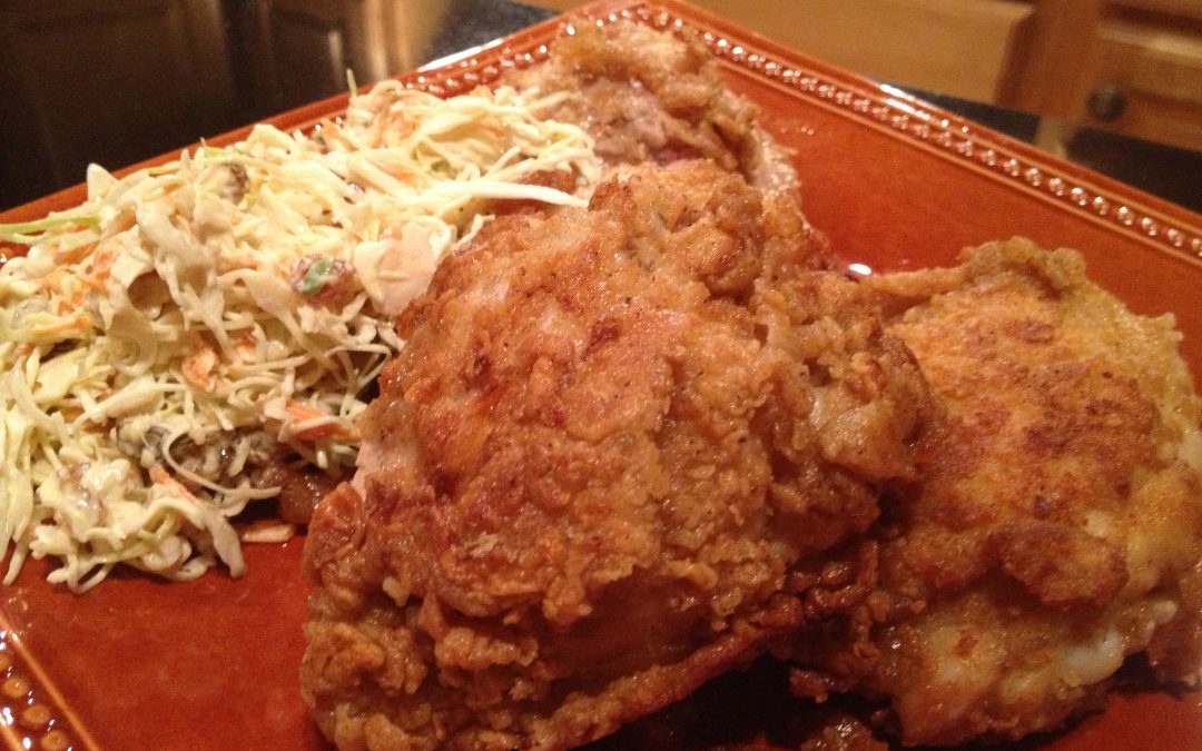 Asian Infused Fried Chicken Thighs w/ Spicy Slaw