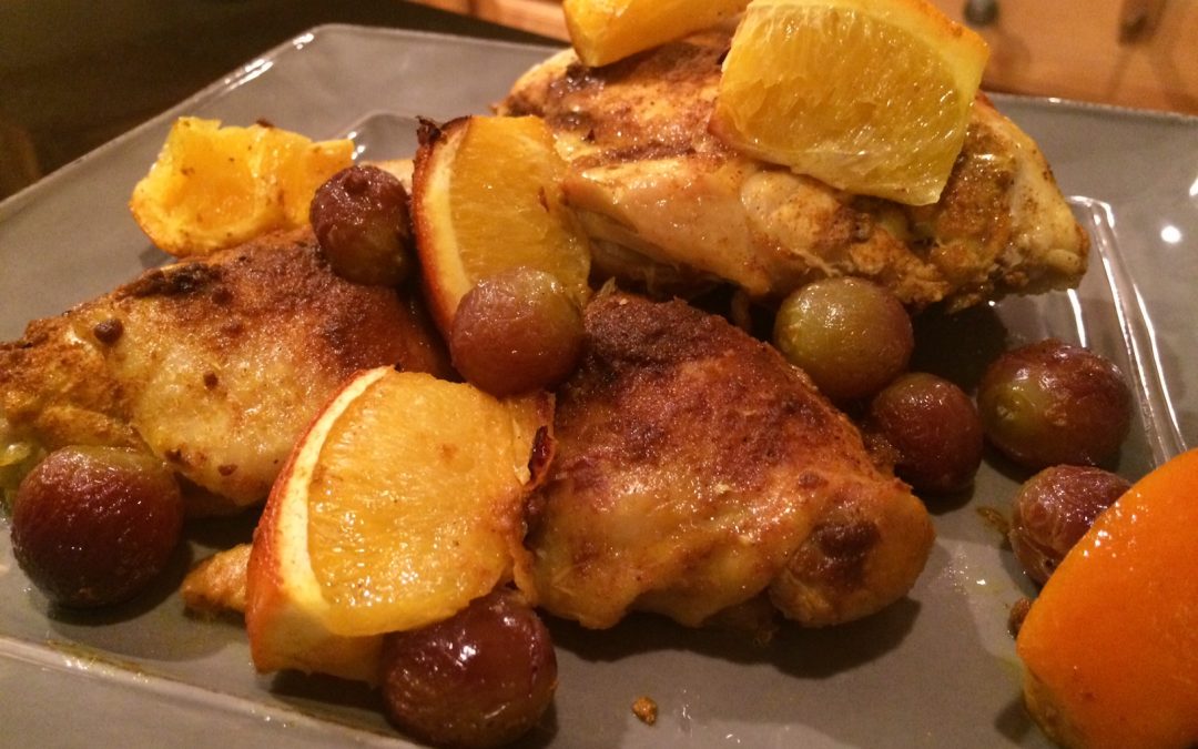 MoJo Chicken with Roasted Oranges and Grapes