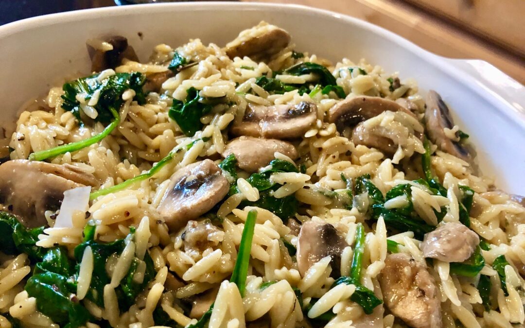 Savory Spinach and Mushroom Orzo – Serves 6