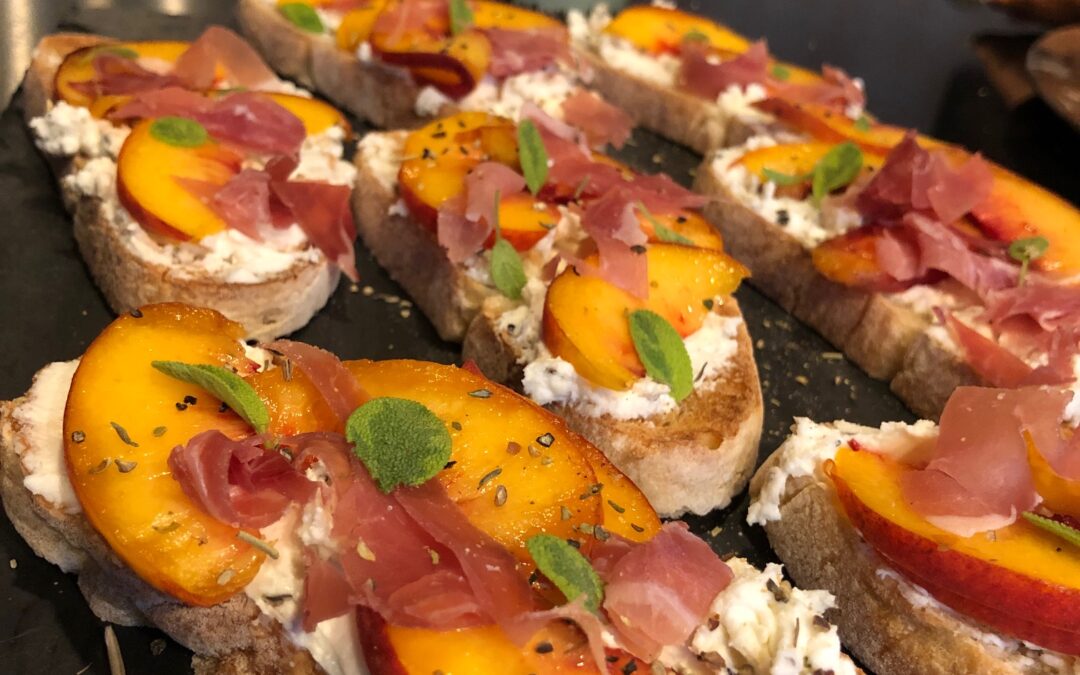 Savory Prosciutto and Peach Canapes – serves about 6